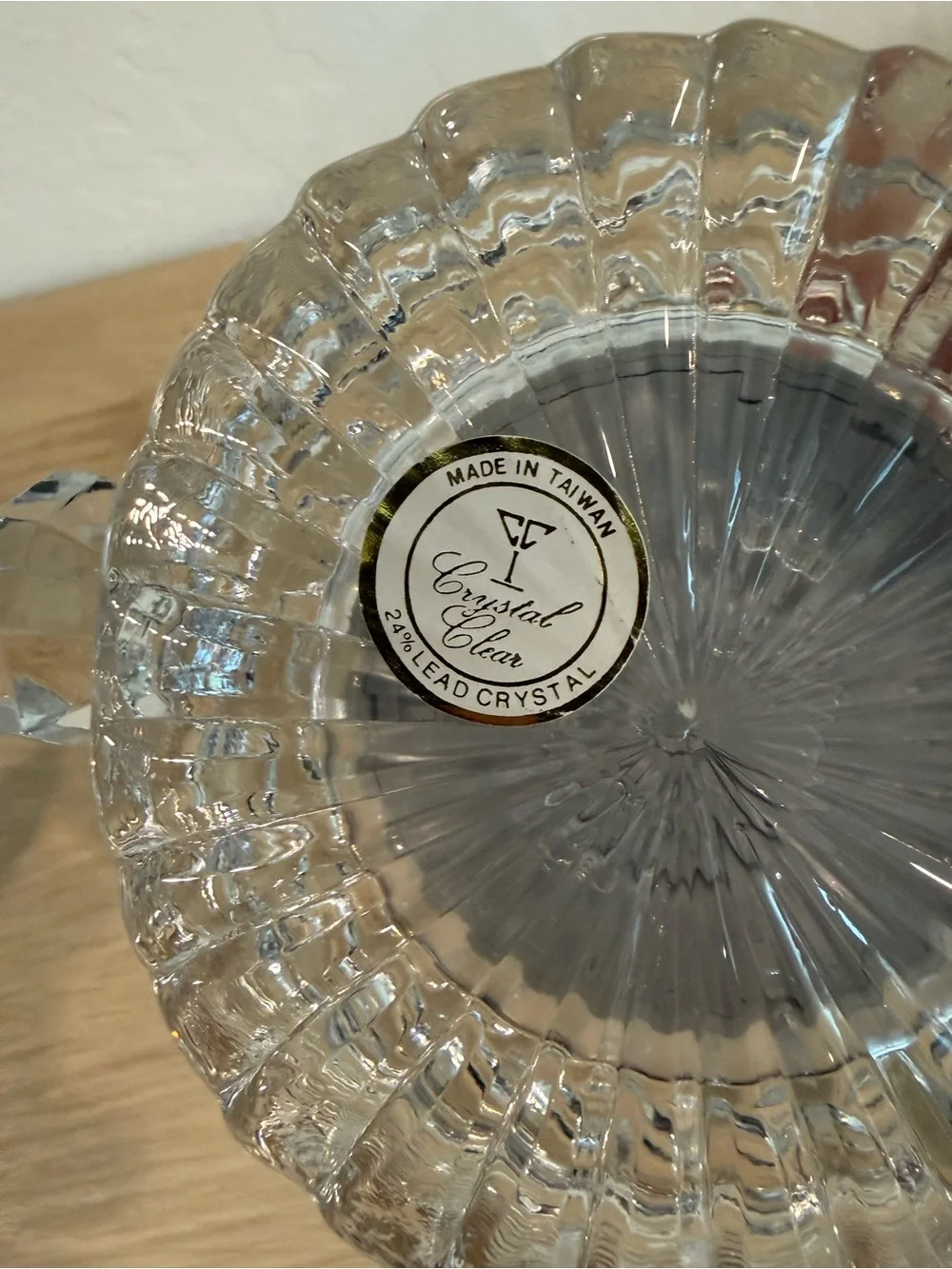 Vintage Antique Ornate Crystal Clock Pedestal Laurel Wreath Quartz